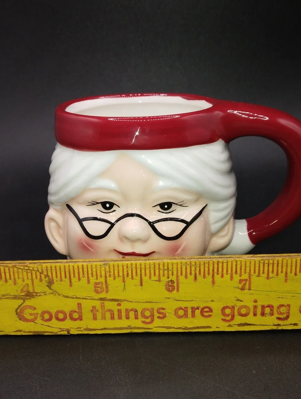 Vintage Pottery Barn Figural Mrs. Claus Mug, Ceramic READ